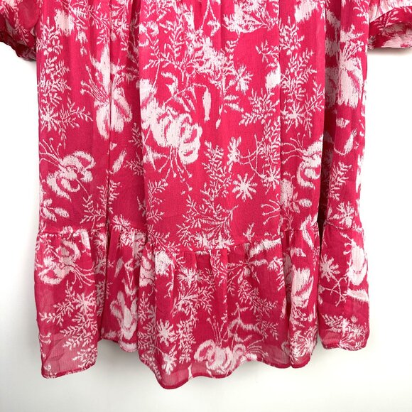 NWT ba&sh Ulia Wrap Summer Mini Dress Rose Pink Print Size 8 Large - Picture 5 of 13